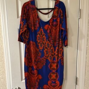 Vibrant Blue and Red Paisley Dress